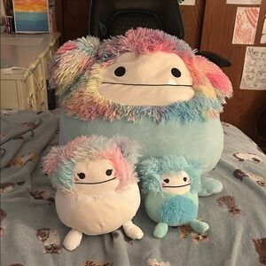 Squishmallows Rainbow and Blue Yeti Monster Family Set of 3 Zozo, Zaylee, Joelle